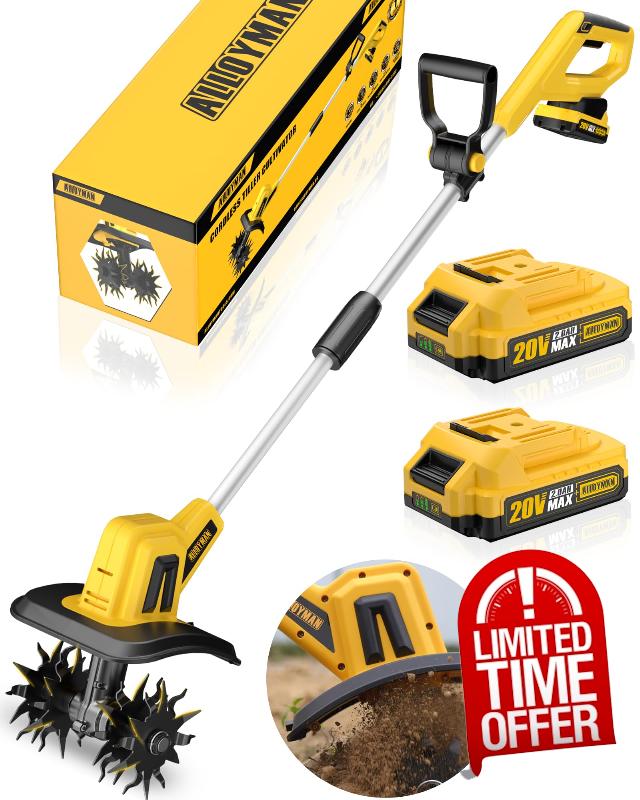 Alloyman 20V Cordless Tiller Cultivator