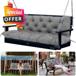 Outdoor Swing Cushion Replacement Waterproof Porch Swing Cushions with Backrest Extra Thick 5" Bench Cushions with Ties for Outdoor Furniture Patio Backyard Garden Lawn (Dark Gray 60x40x5inch)
