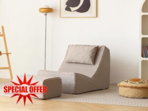 N&V Single Seated Foam Sofa Armless Floor Sofa with High Density Foam Removable and Machine Washable Cover (Grey)
