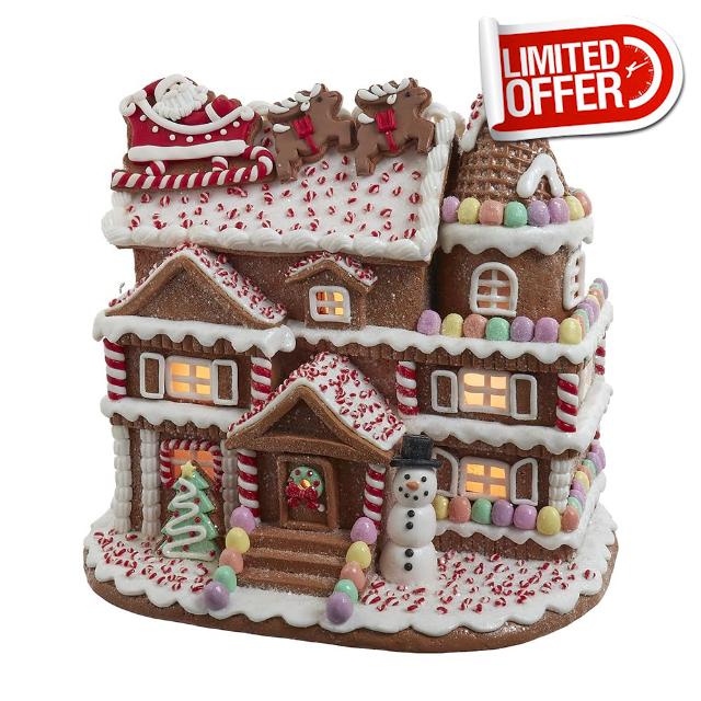 Kurt S. Adler Kurt Adler 10-inch Pre-Lit Santa Gingerbread House