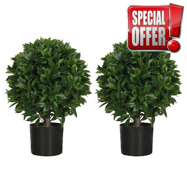 Gonuien 20" Outdoor Evergreens in Outdoor Artificial Shrub Potted Plant Plant for Indoor Porch of Home and Office 2 Pieces a Set Topiary Trees Faux Boxwood
