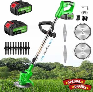 Electric Weed Eater Cordless Weed Wacker Battery Powered 21V/4000mAh*2