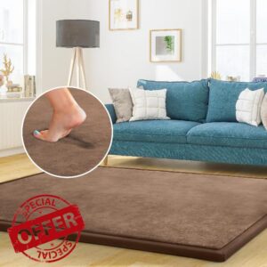 Baby Play Mat Coral Velvet Nursery Rug - 6’7” X 5’11” Memory Foam Area Rug Soft Padded Carpet - Thick Playmat for Babies