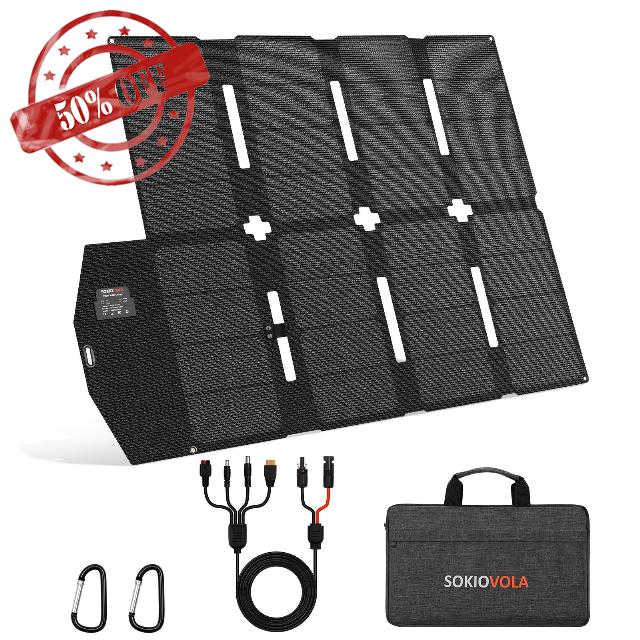 100W Portable Solar Panel MC-4 Foldable Solar Panel Charger Kits 18V IP68 Waterproof Lightweight and Compact for Small Power Station RV Travel Outdoor Activities