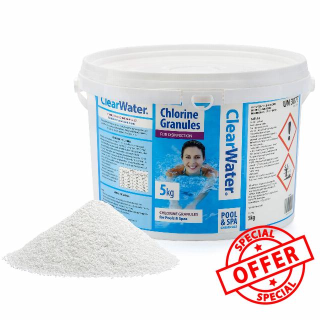 Clearwater CH0040 Chlorine Granules for Hot Tub Spa and Swimming Pool Water Treatment for Rapid Disinfecting and Cleaning
