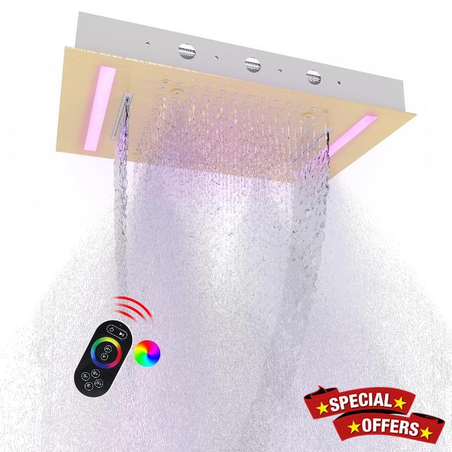 HOMEDEC 14x20inch Shower Head with 3 Functions Rainfall Waterfall Mist