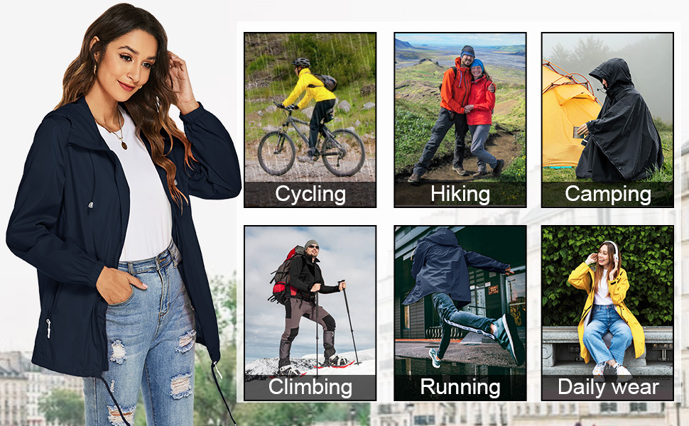 waterproof coat womens summer jacket lightweight rain jacket plus size raincoat raincoats for women