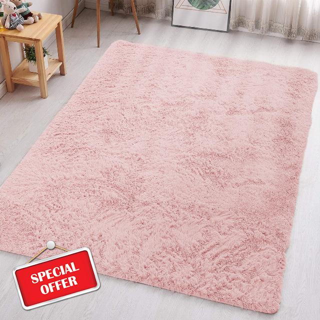 Aspire Homeware Rugs Living Room - Pink Area Rugs for Bedroom 80x300cm Anti Slip - Modern Super Soft Thick Pile Fluffy Shaggy Rug Non Shedding