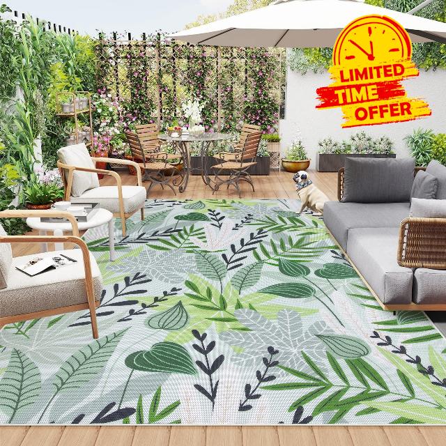 Lahome Leaf Indoor Outdoor Rug 8x10