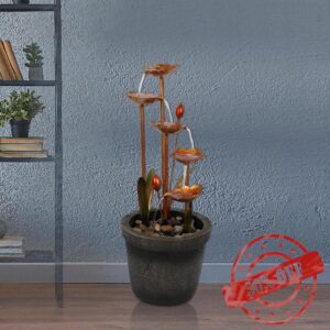 Alpine Corporation ZDQ106 Copper Tiered Flower Floor Fountains