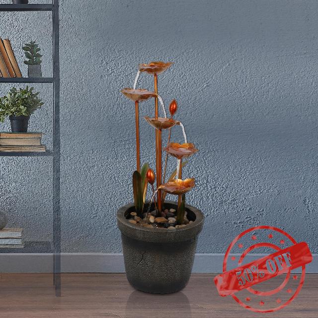Alpine Corporation ZDQ106 Copper Tiered Flower Floor Fountains