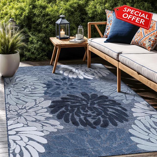 Floral Indoor Outdoor Rugs 9x12 Large Area Rug for Living Room