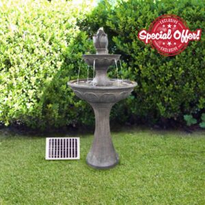 Alpine Corporation USA1158SLR Outdoor Floor Solar-Powered Pedestal Fountain