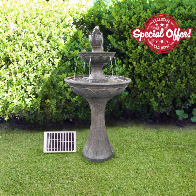 Alpine Corporation USA1158SLR Outdoor Floor Solar-Powered Pedestal Fountain