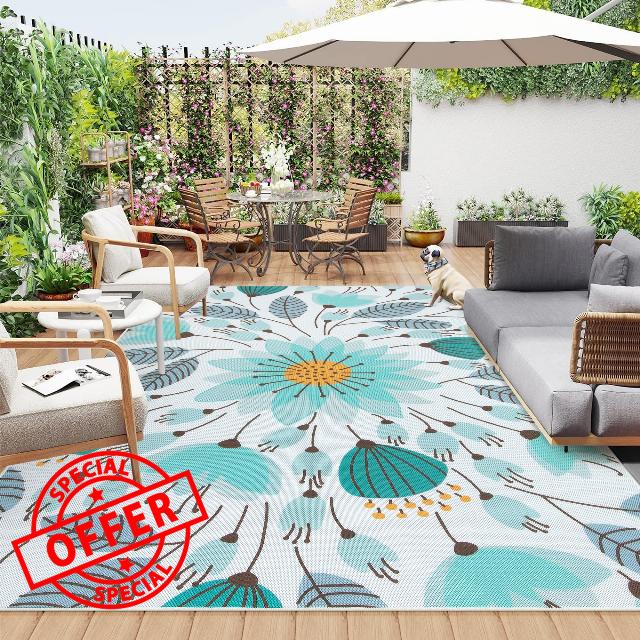 Lahome Floral Indoor Outdoor Rug 8x10