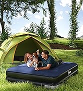 Outsunny Double Air Bed with 2 Pillows, Hand Pump, Inflatable Mattress with Flocked Surface for G...