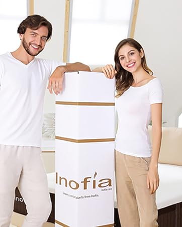 Inofia 4FT6 Double Mattress,10.3Inch COOLMAX Gel Memory Foam Pocket Spring Hybrid Mattress Double...
