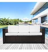 Outsunny 8 Pieces PE Rattan Corner Sofa Set with Thick Cushions, Aluminium Outdoor Rattan Garden ...