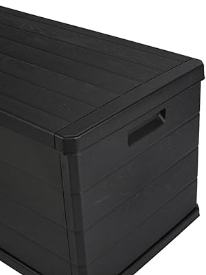 350l outdoor patio anthracite plastic garden storage box with handles wheels