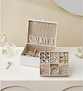 SONGMICS Jewellery Box, 2-Layer Jewellery Storage, 11 x 16 x 8 cm Travel Jewellery Box, Portable ...