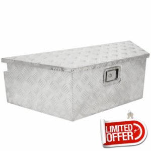 SCITOO 39inch Heavy Duty Truck Bed Tool Box Chest Box Trailer Tongue Box for Pick Up Truck Bed RV Trailer Silver Trapezoid Truck Bed Storage with Lock and Keys