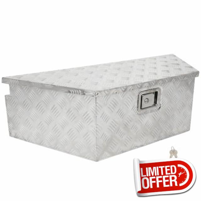 SCITOO 39inch Heavy Duty Truck Bed Tool Box Chest Box Trailer Tongue Box for Pick Up Truck Bed RV Trailer Silver Trapezoid Truck Bed Storage with Lock and Keys
