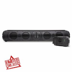 by ECOXGEAR SEB26R 500-Watt Amplified Battery Powered Powersports 8 Speaker Bluetooth LED Backlit Soundbar Waterproof Dirtproof with Roll Bar Mount