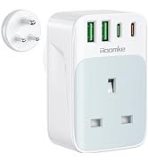 UK to US Plug Adaptor, 35W Fast Charger USA Travel Adapter with 1 Standard UK Socket, 2 USB A and...