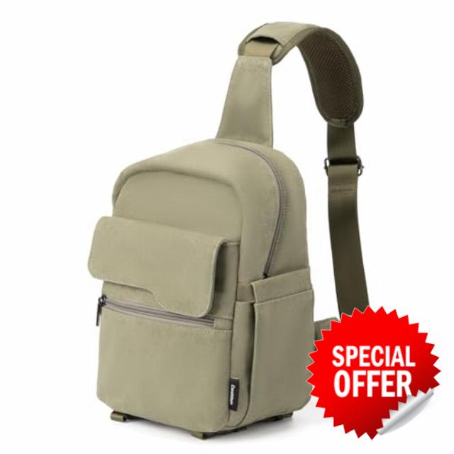 Cwatcun Small Camera Bag Shoulder Camera Bag for Photographer Canvas Water Resistant DSLR Sling Camera Bag Compatible with Nikon Sony Lightweigth
