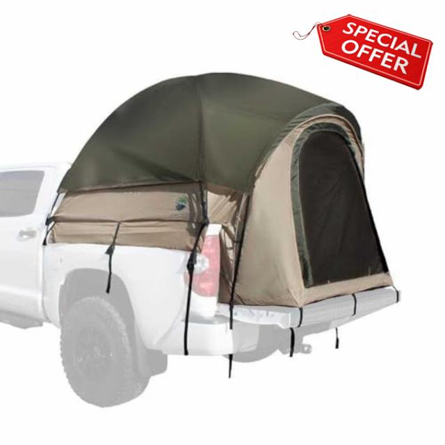 Overland Vehicle Systems LD TACT Truck Bed Tents - Tan Body & Green Rainfly