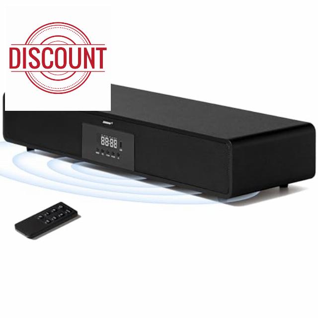 Sound Bar for TV All-in-One 2.1ch 3D Surround Sound Home Theater Audio System with Subwoofer Bluetooth Wireless TV Speaker 120W Deep Bass Wooden Soundbar