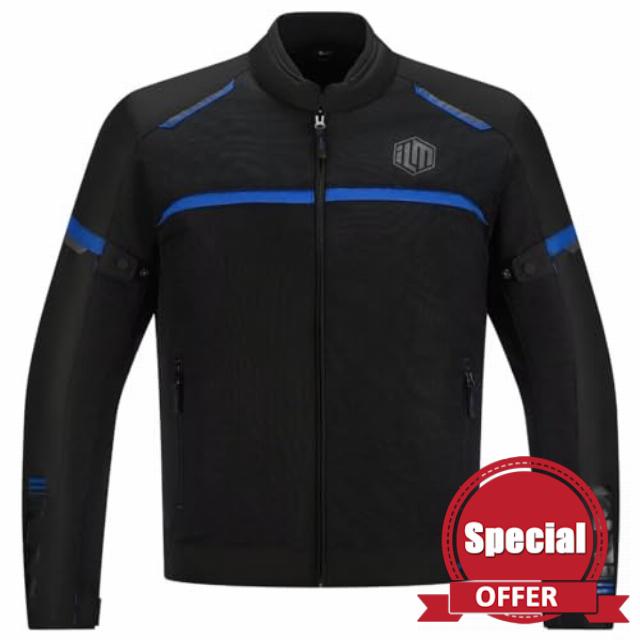 ILM Motorcycle Riding Jacket with Mesh CE Armor and Removable Liner Dual Sport Protective All Season Jacket for Men Model JAM1(Blue