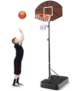COSTWAY 10FT Basketball Backboard Hoop Set, 210-260cm Adjustable Basketball Hoop Net System with ...