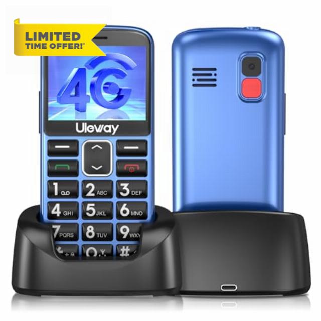 Tosaju 4G Senior Mobile Phone SIM Free Unlocked Simple Mobile Phone for Elderly Senior Cell Phone Big Button Mobile Phone Basic Easy to use Phone with SOS Butto