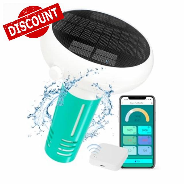 Smart Pool Monitor Upgraded Wireless Pool Water Tester | All in One CL/Temp/pH/Salinity/ORP/EC/TDS Swimming Pool Test for Pool