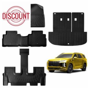 JUZISHU Floor Mats for Hyundai Palisade 7 Seater 2020-2024 Full Set All Weather Palisade Floor Mats for Hyundai Palisade Accessories 2024-2020 TPE Back Seat Cover Protector