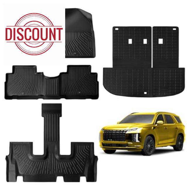 JUZISHU Floor Mats for Hyundai Palisade 7 Seater 2020-2024 Full Set All Weather Palisade Floor Mats for Hyundai Palisade Accessories 2024-2020 TPE Back Seat Cover Protector