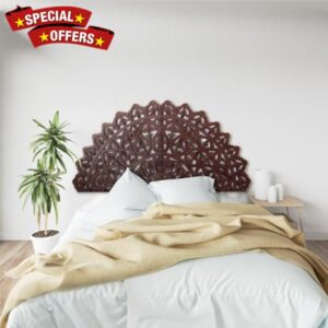 Half Moon King Wood Headboard Rustic | Carved Full Headboard Only | Wooden Headboard Full Size Bed | Wall Mount Headboard King | Full Bed Headboard Panels (Mahkota Dark Brown