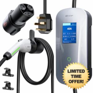 Electric Vehicle (EV) Tesla Charger Level 2 [Big Screen Friendly] -Up to 40A - 25 Ft Extension Cord - Portable Electric Car Charger for All North American J1772 EVs and Tesla Model Y/3/X/S