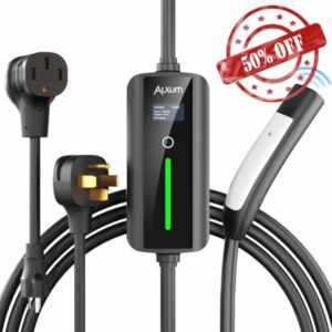 Level 1-2 EV Charger for Tesla - 16Ft 110-250V Electric Car Charger 32Amp NEMA14-50 Extra with NEMA5-15 Compatible with Models S/X/3/Y/Cybertruck Support One-Click Opening Function