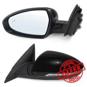 Left Driver Side Mirror Assembly Fits 2019 2020 2021 2022 2023 2024 KIA Forte With Power Glass Heated Turn Signal Blind Spot Detection and Manual Folding Match to Black (8Pins)