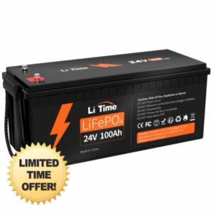 Litime 24V 100Ah LiFePO4 Battery 25.6 Volt Deep Cycle Lithium Iron Phosphate Solar Battery 2560Wh for RV