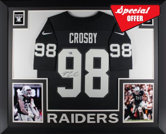Maxx Crosby Autographed Las Vegas Signed Limited Football Framed Jersey Fanatics Authentic COA