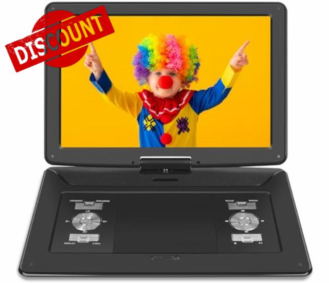17.9" Portable DVD Player with 15.6" HD Swivel Large Screen