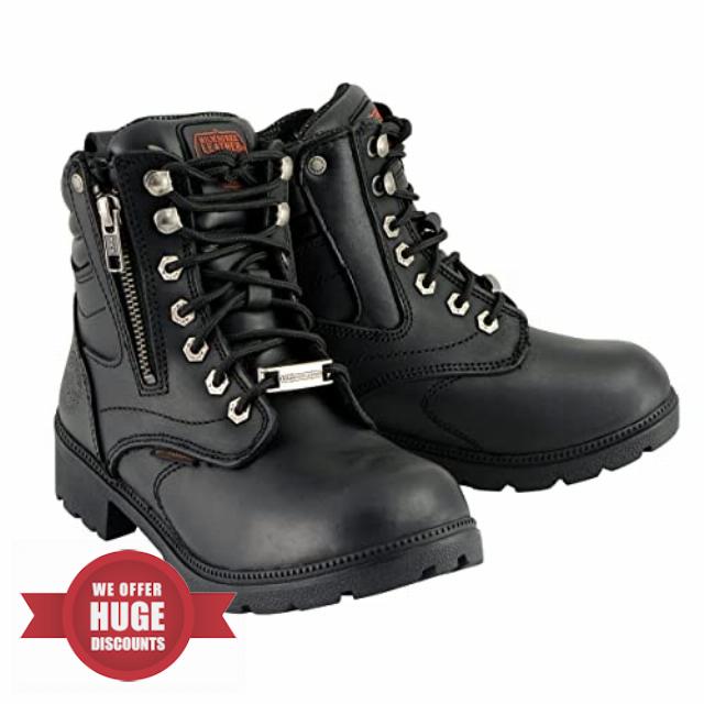 Milwaukee Leather Women's Premium Leather Lace-Up Motorcycle Rider Boots Collection | MBL