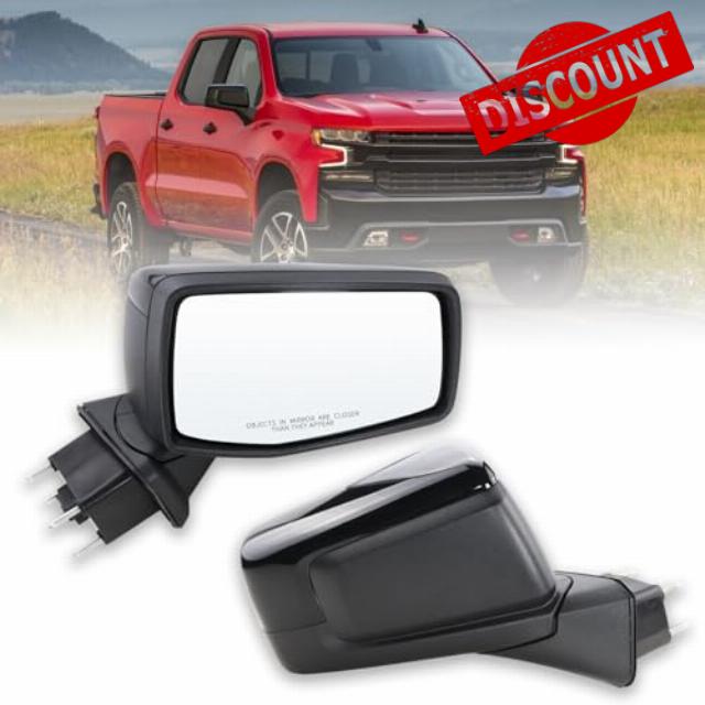 Right Passenger Side Mirror Compatible with 2019-2024 Chevy Silverado 1500 With Power Glass Manual Folding Heated Without Turn signal Replace#GM1321583(7Pins)
