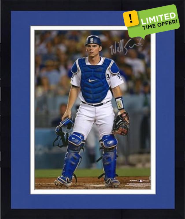 Framed Will Smith Los Angeles Dodgers Autographed 16" x 20" Catchers Gear Photograph - Autographed MLB Photos