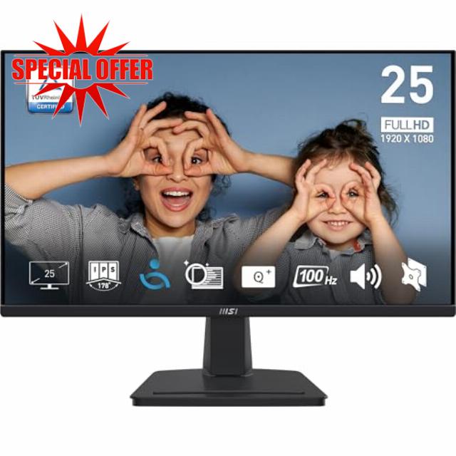 MSI PRO MP251 24.5 Inch Full HD Office Monitor - 1920 x 1080 IPS Panel