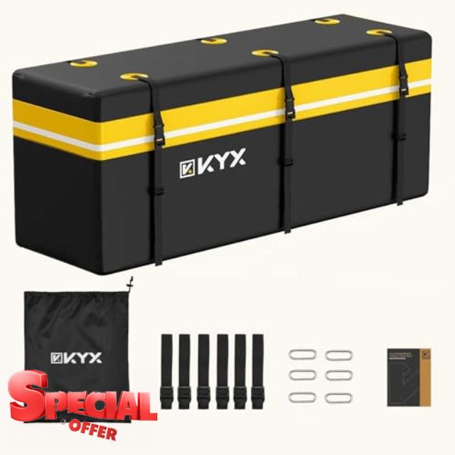 KYX 15 Cubic Feet Hitch Mount Vehicle Cargo Carrier Bag Car Pickup Truck 100% Waterproof