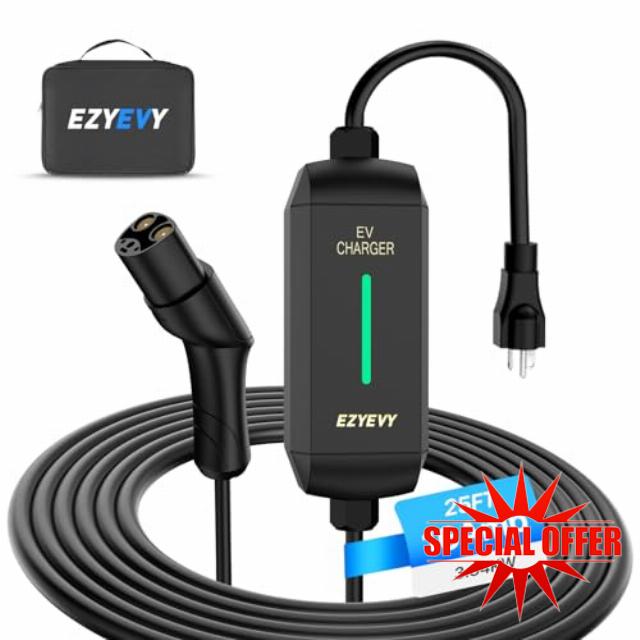 Level 1/2 EV Charger for Tesla - 16Amp 110V-240V NACS Tesla Charger Tesla Electric Vehicle Charging Station with 25FT Cable Portable Tesla Wall Charger with Compatible with Tesla Models 3/X/Y/S